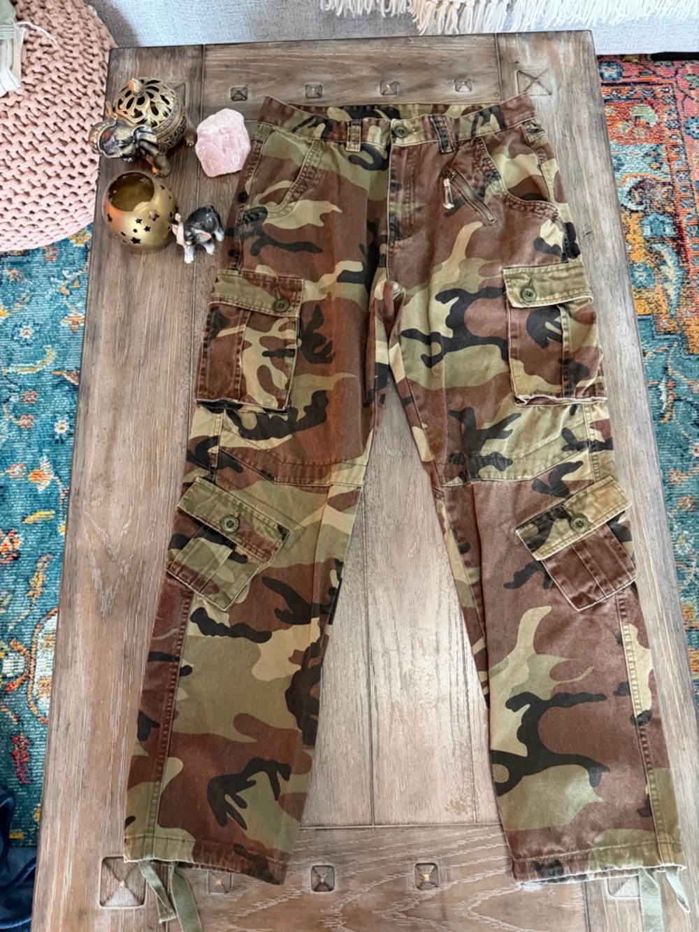 Camo Cargo Pants - Green Brown Black - Picture 2 of 15